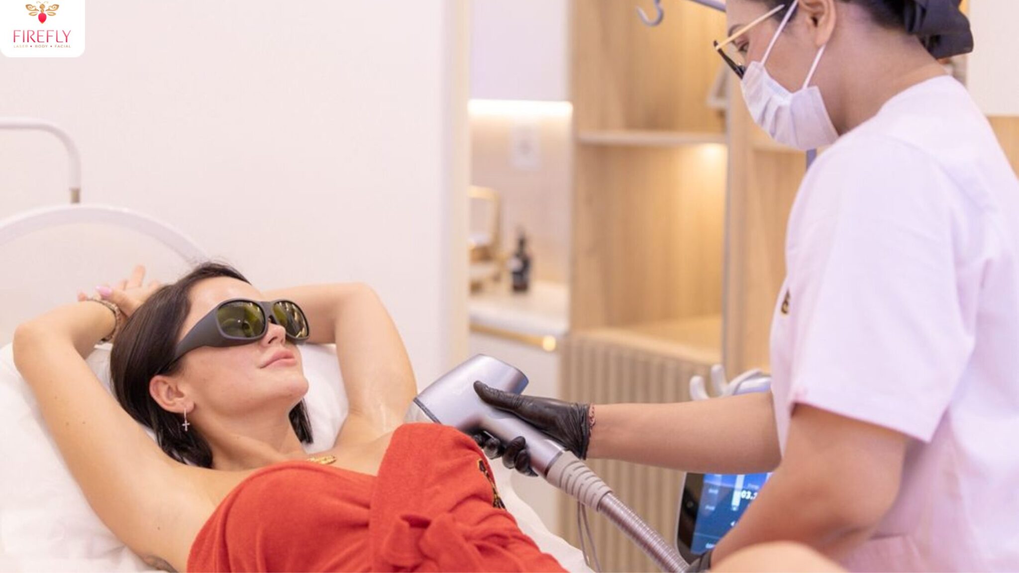 Underarm laser hair removal treatment at Firefly Canggu Bali