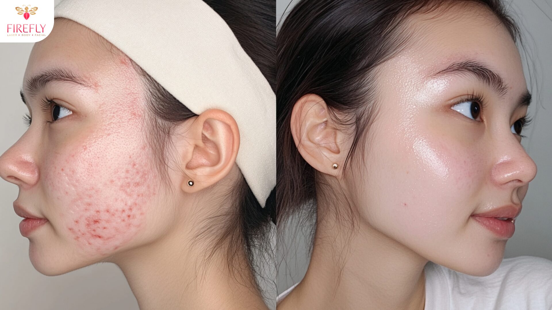 Before and after Hydrafacial results smoother glowing skin